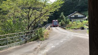 【錦川鉄道】「とことこトレイン」を雙津峡温泉で見送り迎える