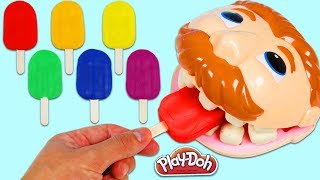 Feeding Mr. Play Doh Head Rainbow Popsicles & Color Changing Teeth!