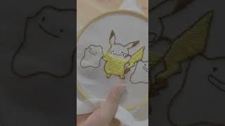 I embroidered Pikachu and Metamon #shorts