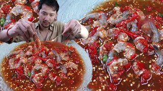 ជាតិៗបង្គាទឹកភ្នែក, Eating Tear Fresh Spicy Shrimp Recipe, Spicy Shrimp Recipe.