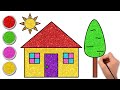 Aprenda a desenhar uma casa com passos simples e fáceis | Desenho fácil | Chiki Art Brasil