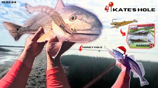 Using FAKE SHRIMP TO CATCH SPECKLED TROUT AND REDFISH | WADE FISHING before CHRISTMAS|CORPUS CHRISTI