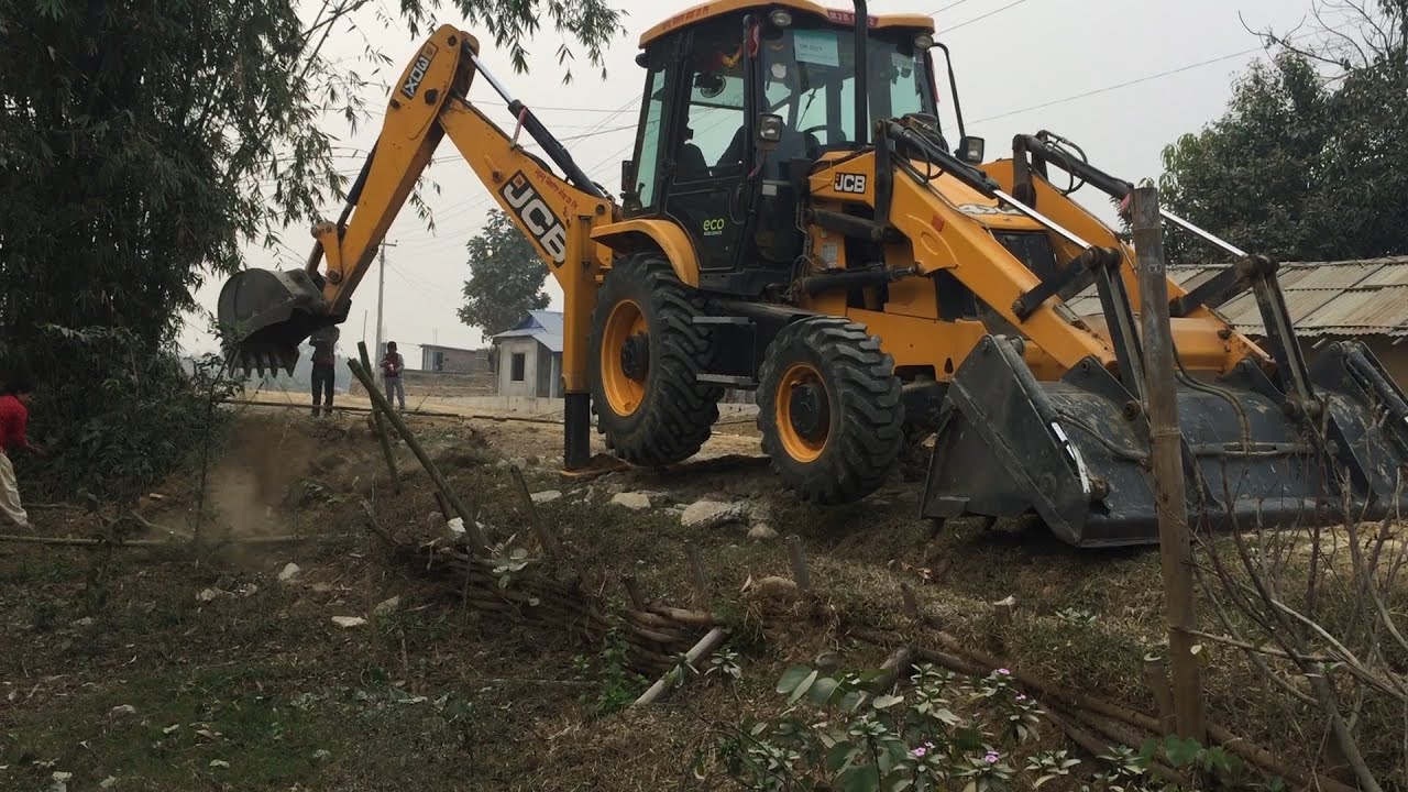 Jcb Operator Making Drain And Widening Village Road - JCB Working For ...