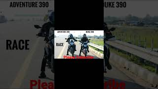 KTM 390 ADVENTURE VS KTM DUKE -INTERESTING TOP-END DRAG RACE #youtubeshorts #shortvideo #shortsvideo