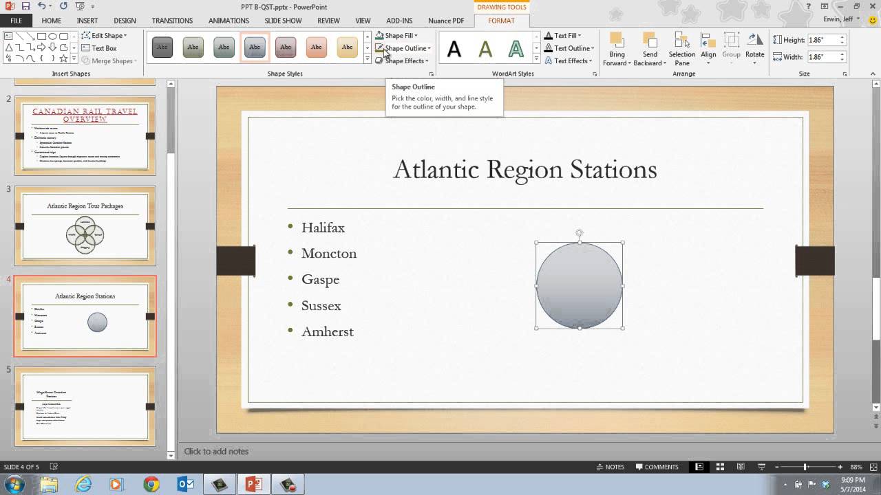 PowerPoint 2013 Unit B Video 4 Insert And Modify Shapes - YouTube