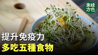 如何提高自身的免疫力？專家說，「吃對食物」堪稱最為重要。那麼該吃哪些食物呢？所有富含維他命和礦物質的營養食物都是有助免疫的超級食品。|#綠色東方