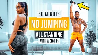 30 MIN Low Impact FULL BODY HIIT Workout (No Jumping + All Standing)