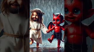 Cute lovely baby Jesus and devil #jesuslovesyou #fe #edit #shorts #jesus #marvel