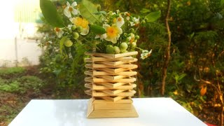 How to make flower vase easy from bamboo chopsticks#2