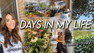 DAYS IN MY LIFE | chopping my hair, healthy grocery haul, being in a funk, garden shopping!