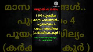 1199 വൃശ്ചിക മാസ ഫലങ്ങൾ.. പുണർതം 4 പൂയം ആയില്യം (കർക്കിടക കൂർ )| #jyothisham #astrology #viralshort