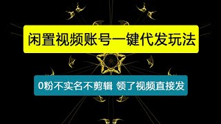 2025闲置视频账号一键代发玩法，0粉不实名不剪辑，领了视频直接发，0基础小白也能日入3张