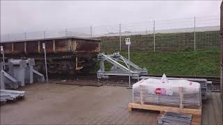 Impact test of train on buffer stop in test track