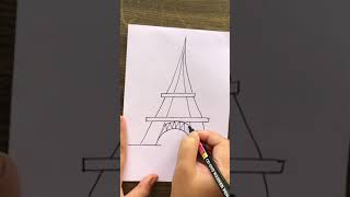 Drawing Eiffel Tower in 30 seconds |Easy Eiffel tower drawing #shorts #viral #ytshorts #creative