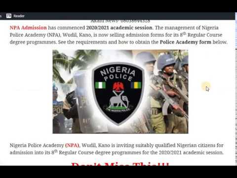 Nigeria Police Academy 2020/2021 Admission Form (8th Regular Course ...