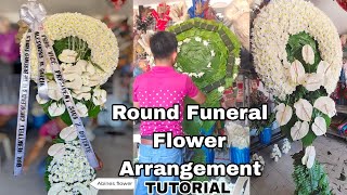 HOW TO MAKE: ELEGANT TRIBUTE ROUND FUNERAL FLOWER ARRANGEMENT
