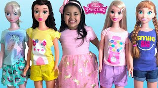 Disney Princess Dolls Playing Dress Up | Halloween Costumes and Toys