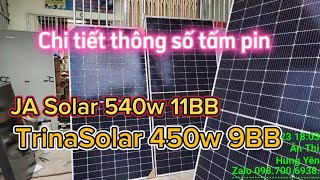 Chi tiết thông số tấm pin mặt trời TrinaSolar 450w \u0026 JA Solar 540w