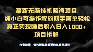 无脑挂机副业蓝海项目 纯小白可操作 解放双手简单轻松，日入1000+