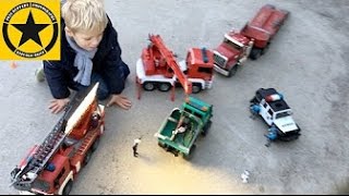 BRUDER TOY Trucks Unimog Rocket CRASH RECOVERY FIRE ENGINES and POLICE Crane