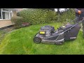 mowing an overgrown lawn