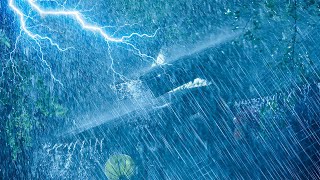 Night Thunderstorm Rain Sounds for Sleeping | Hurricane Rain on Roof, Strong Thunder & Howling Wind