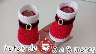 botas de santa claus para bebe a crochet -0 a 3 meses