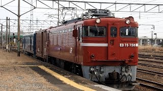 2020/01/07 【配給輸送 ワム287336 \u0026 スユニ50 2018】 ED75 758 陸前山王駅 \u0026 郡山駅 | JR East: Boxcar \u0026 Cargo-Postal Car