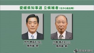 現職と新人の一騎打ち　県知事選告示・愛媛新聞