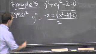Lec 5, 18 01, Single Variable Calculus, Implicit Differentiation, Example 3
