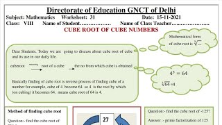 Class 8 subject Maths worksheet 31 date 15 11 2021