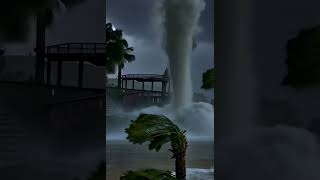 Tornado with Hurricane across the flooded palms