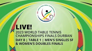 LIVE! | T1 | Day 8 | World Table Tennis Championships Finals Durban 2023 | MS SF \u0026 WD Finals