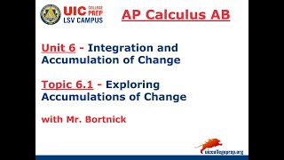 AP Calculus AB - 6.1 Exploring Accumulations of Change