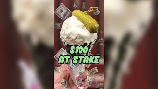 Whoever finishes a Pickle Ice cream gets $100 #shorts