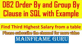 DB2 Order By and Group By Clause|Find nth highest salary in SQL|Limit & Subquery|Aggregate Function