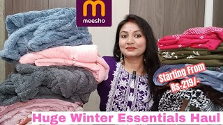 HUGE MEESHO Winter Essentials Haul | Woolen Nightsuits, Nightgown, Kurta , Bedsheet \u0026 Floor Rugs