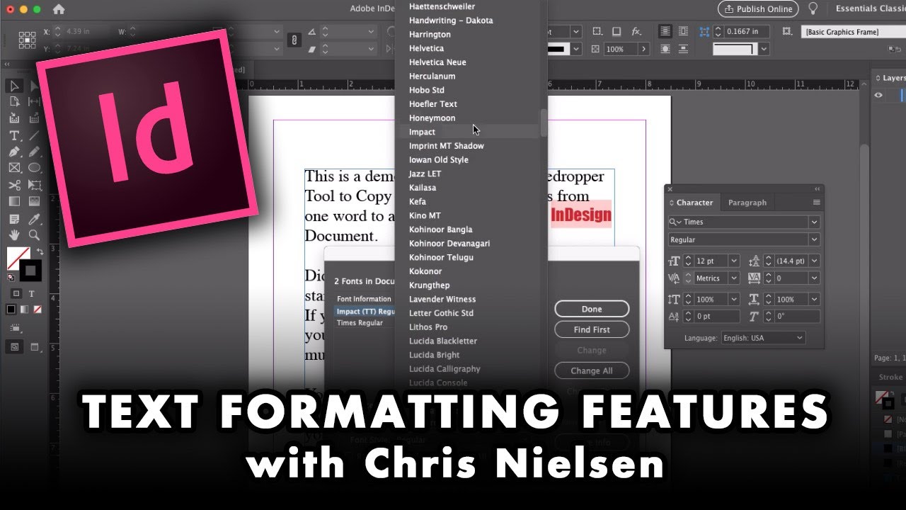 Formatting Text In Adobe Indesign Youtube