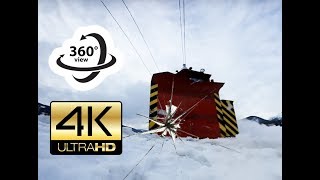 360° camera under train CRASHED by snow plow (4K)