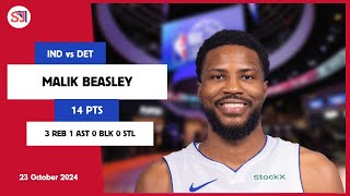 MALIK BEASLEY 14 PTS 3 REB 1 AST 0 BLK 0 STL | vs IND 23 Oct 24-25 DET Player Highlights