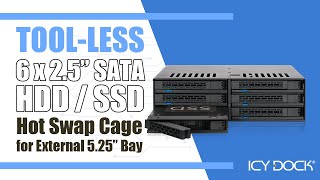 ICY DOCK 6 Bay 2.5” SATA HDD / SSD Hot Swap Cage for External 5.25” Bay | ExpressCage MB326SP-B