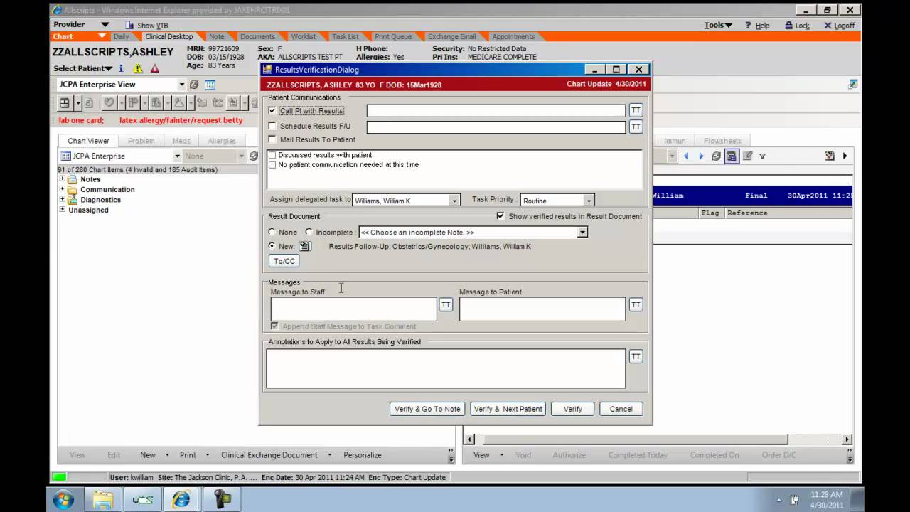 Allscripts Training - Verification Of Results - YouTube