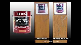 Behr Semi Transparent, Deck Stain Comparison Test: 12 Months Weathering and 14 Month Update