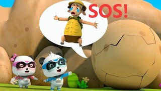 Super Panda's Chased by a Big Rock | Super Panda Rescue Team | Kids Song | BabyBus Cartoon