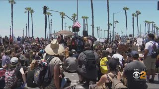 Black Lives Matter Protesters, Anti-Protesters Gather In Huntington Beach