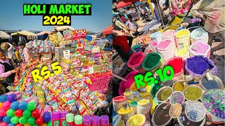 Cheapest Holi Market 2024 | Exploring Gulal,,Pichkari, ₹4RS holi stash😱 |sadar bazar delhi