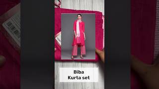 Biba fuchsia pink pure cotton striped kurta with palazzo \u0026 dupatta ₹1799 #myntra #viral #shorts