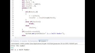Smith Number | Programming in JAVA | Eclipse | Subscribe for more