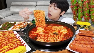 MUKBANG | 직접 만든 순두부진짬뽕 라면 & 계란말이, 스팸, 김치 먹방 | RECIPE TOFU FIRE NOODLES, EGG ROLL EATING