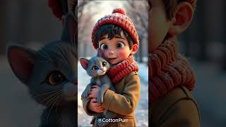 From the Cold Chase to a Warm Embrace  #cute #cat #animation #funny #cartoon #winteradventure